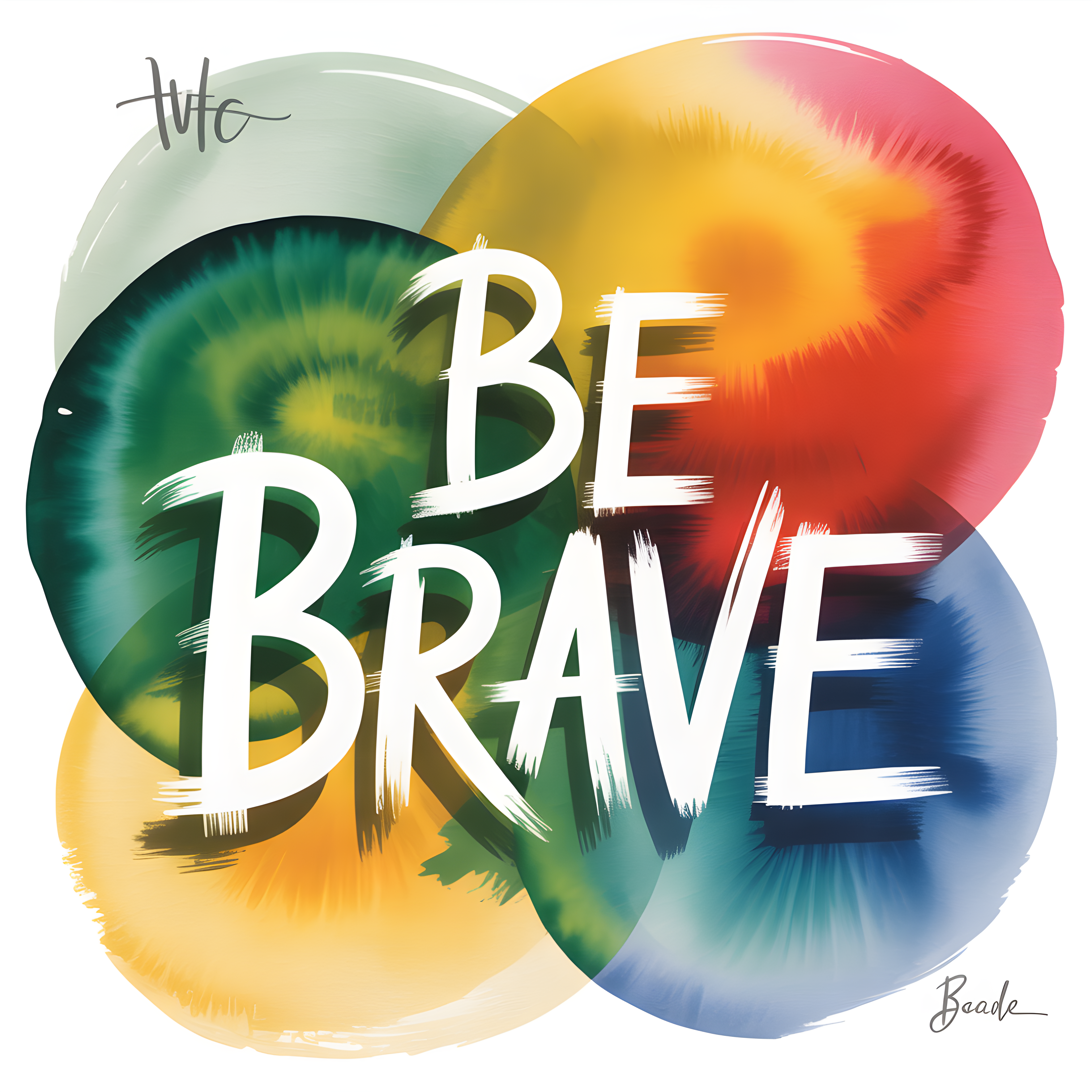 Be Brave Watercolor Motivational Quote Wall Art
