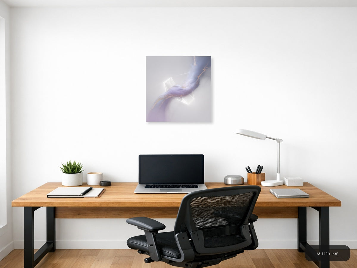 Abstract Lavender Flow with Gold Accents Minimalist Wall Art — A3 / Office