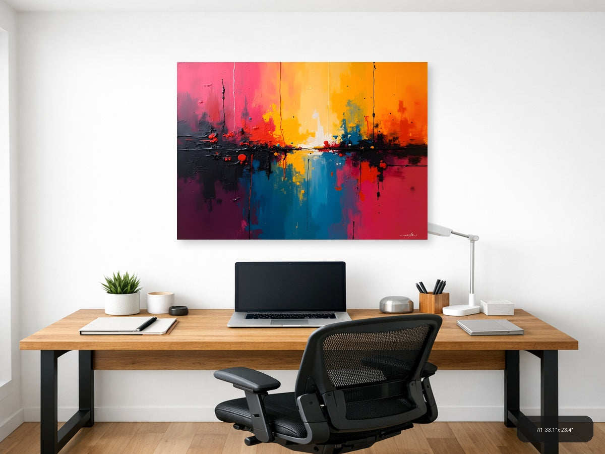 Vibrant Abstract Sunset Reflection Landscape Wall Art — A1 / Office