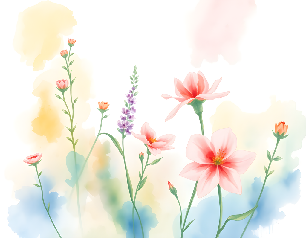 Watercolor Garden Flowers - Pastel Botanical Wall Art