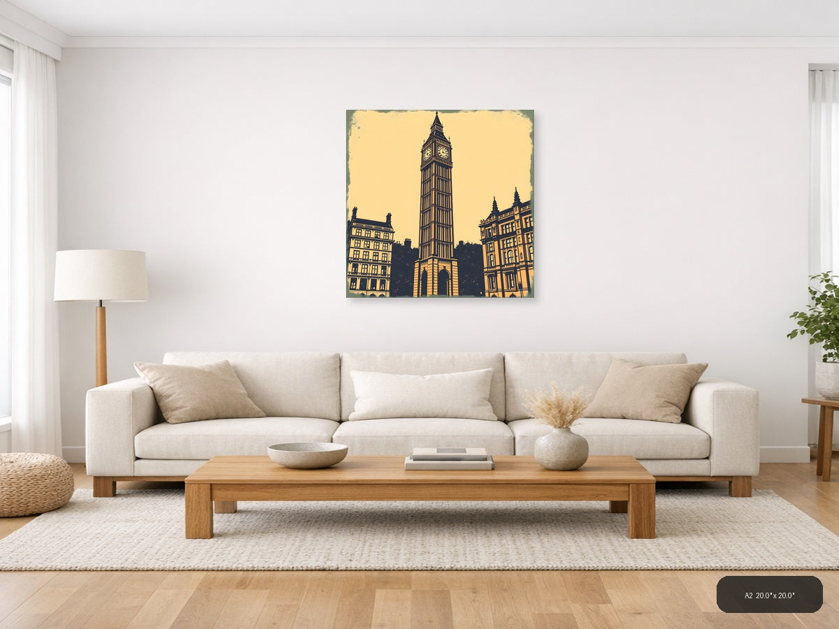 Big Ben Clock Tower Vintage London Wall Art — A2 / Living Room