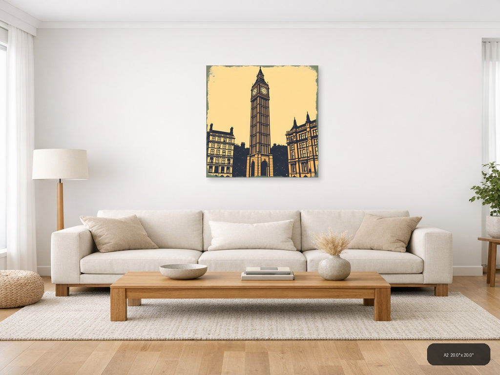 Big Ben Clock Tower Vintage London Wall Art — A2 / Living Room