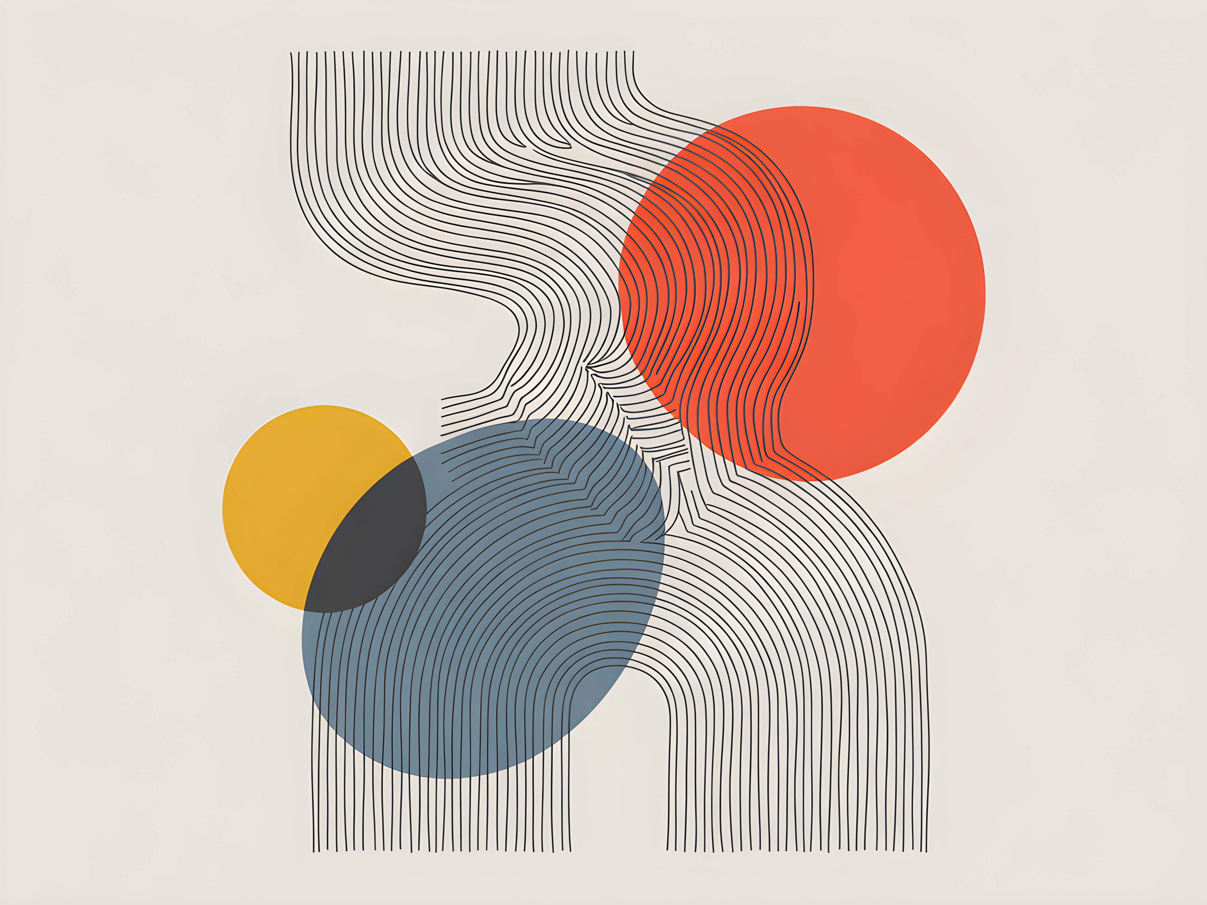 Abstract Line Art with Geometric Circles Wall Art