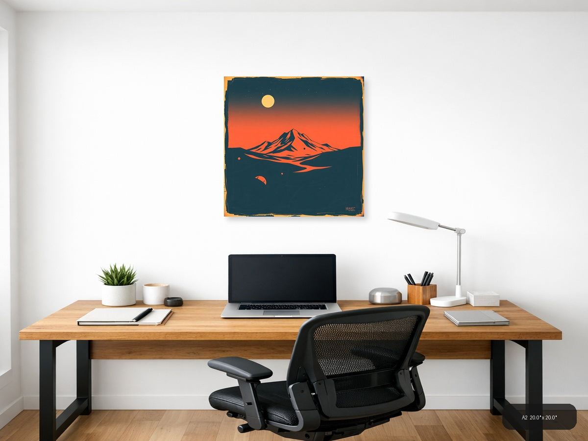 Vintage Mars Landscape Mountain Moon Wall Art — A2 / Office