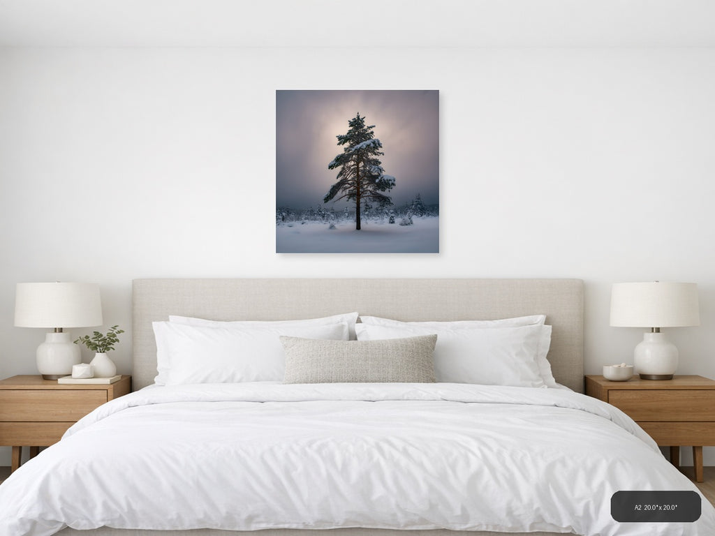 Snow-Covered Pine Tree Winter Forest Photography Wall Art — A2 / Bedroom