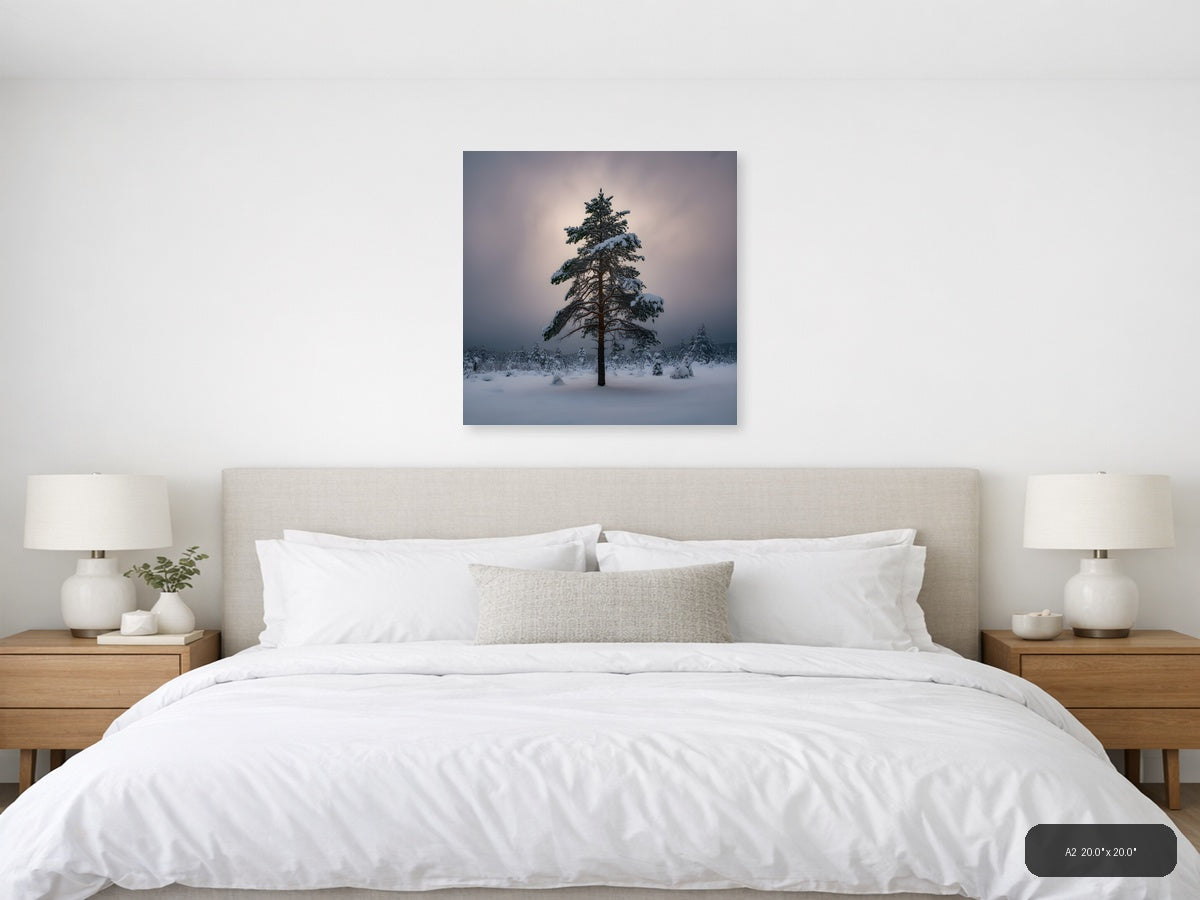 Snow-Covered Pine Tree Winter Forest Photography Wall Art — A2 / Bedroom