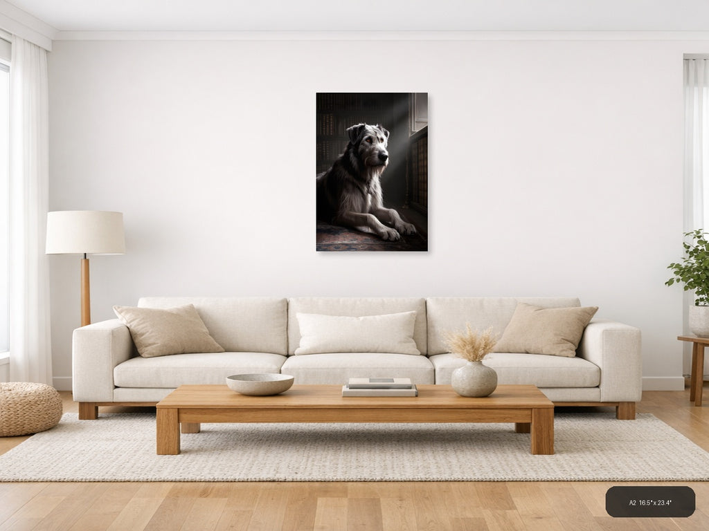 Dignified Dog Portrait in Library - Photography Wall Art — A2 / Living Room