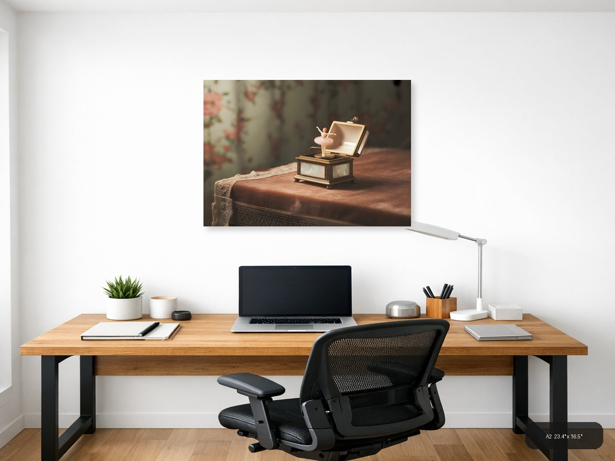 Vintage Music Box Ballerina Nostalgic Wall Art — A2 / Office