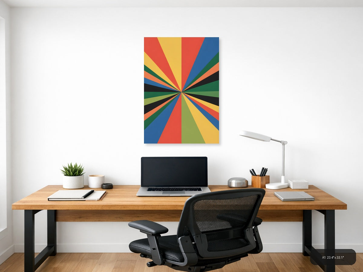 Colorful Radial Sunburst Rays Abstract Photography Wall Art — A1 / Office