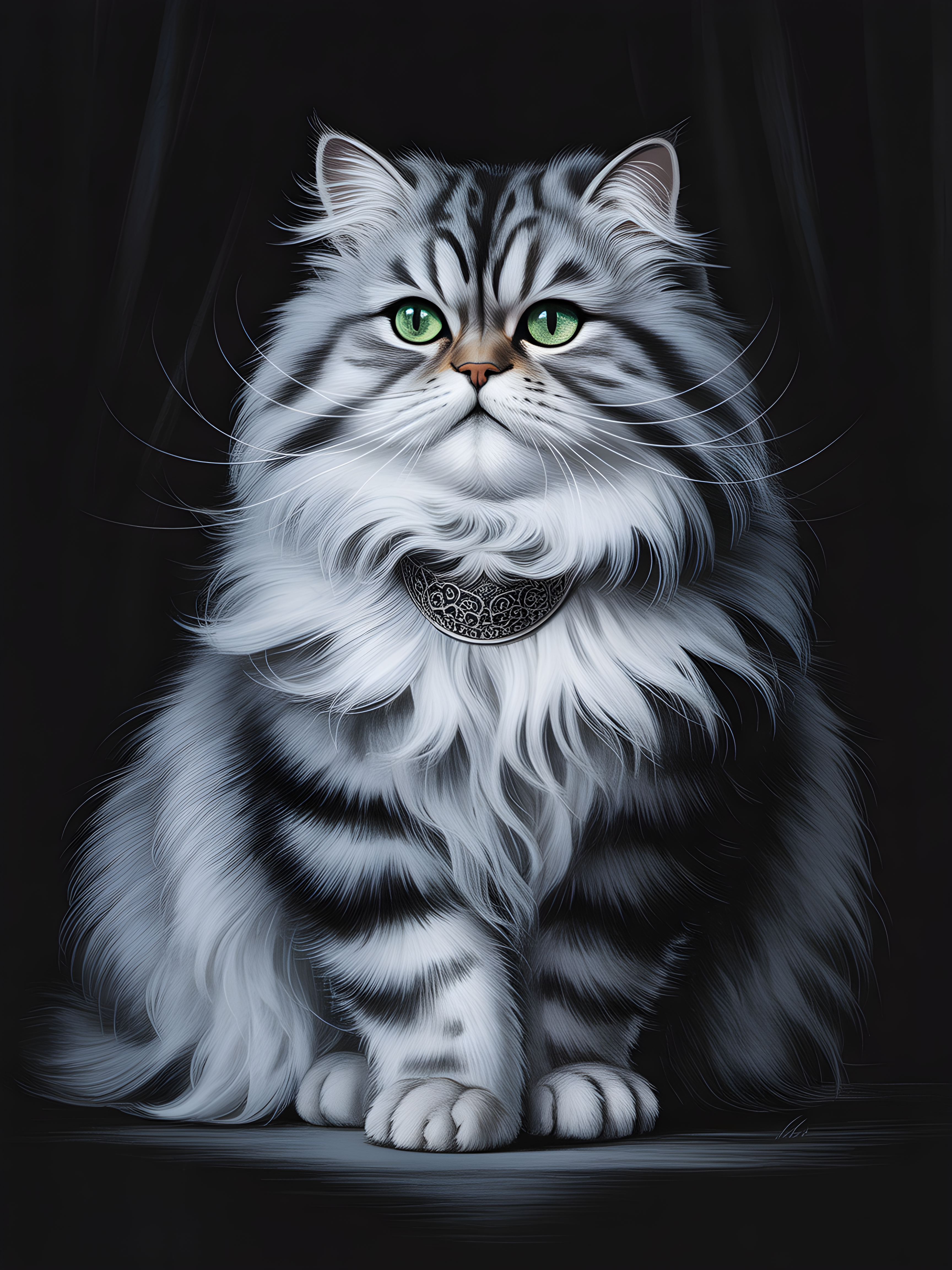 Majestic Grey Tabby Cat with Green Eyes Photography Wall Art