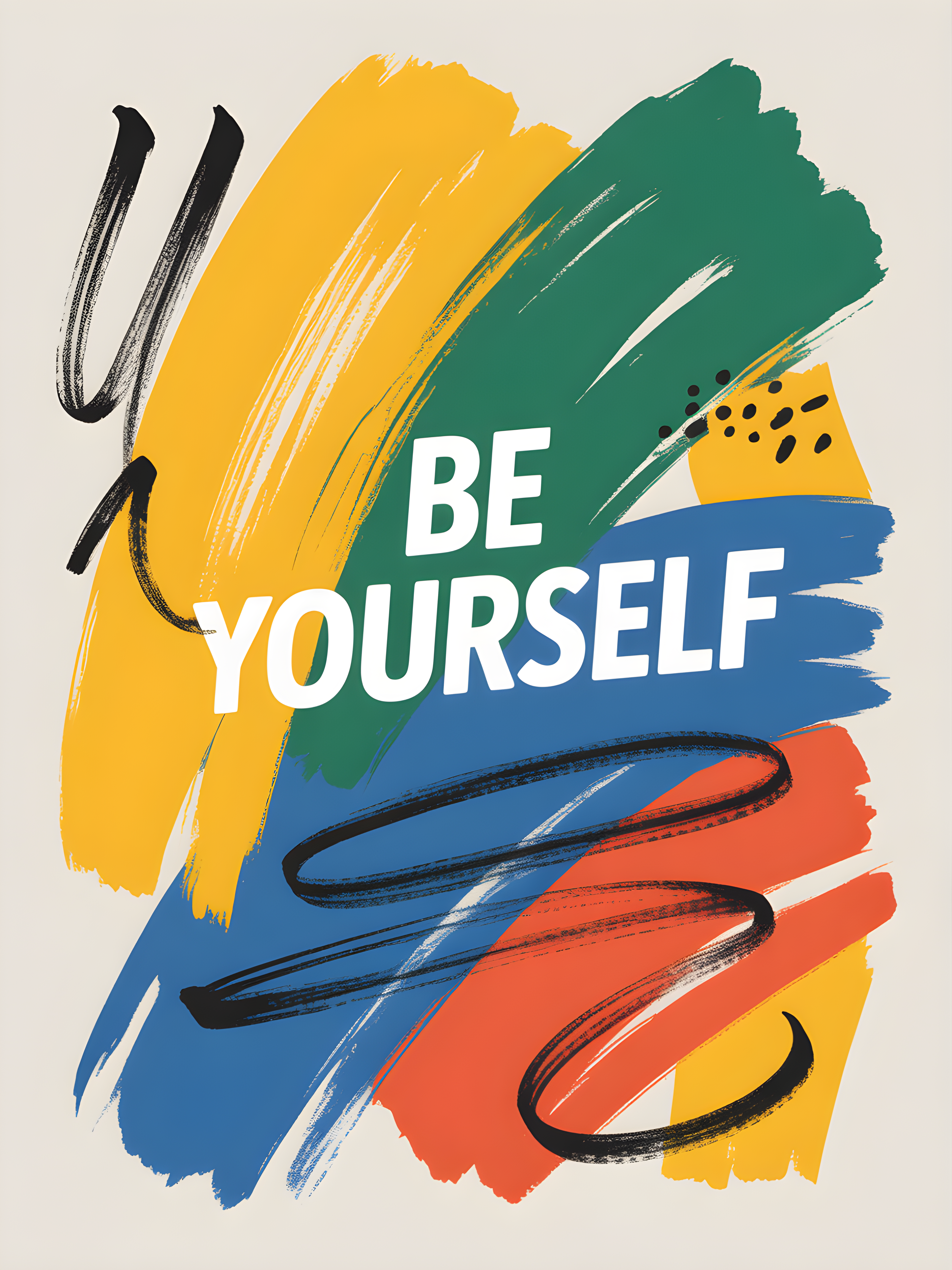 Be Yourself Abstract Colorful Brushstrokes Wall Art