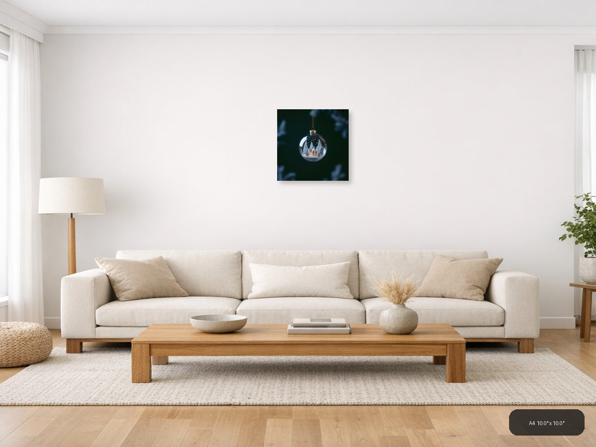 Winter Snow Globe House Photography Wall Art — A4 / Living Room