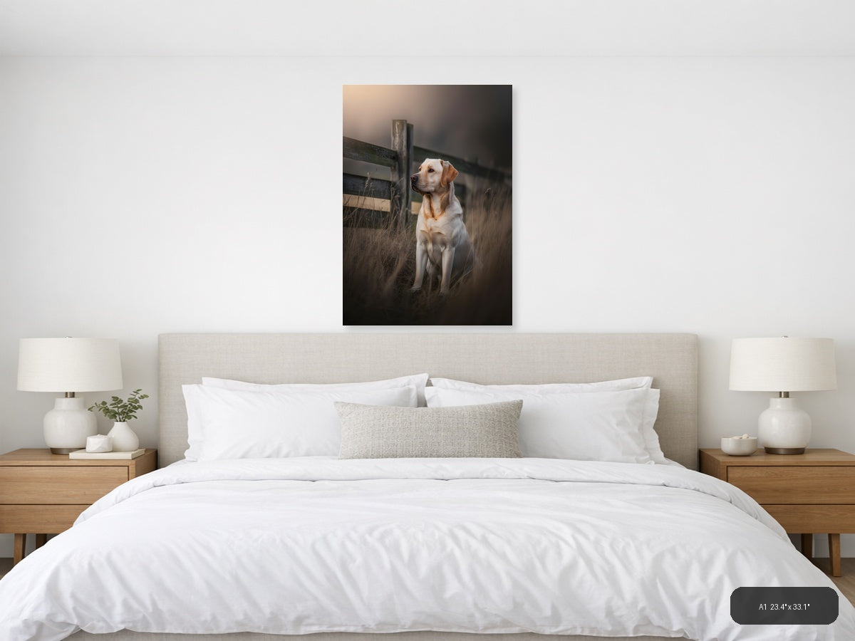 Golden Labrador by Rustic Fence Photography Wall Art — A1 / Bedroom
