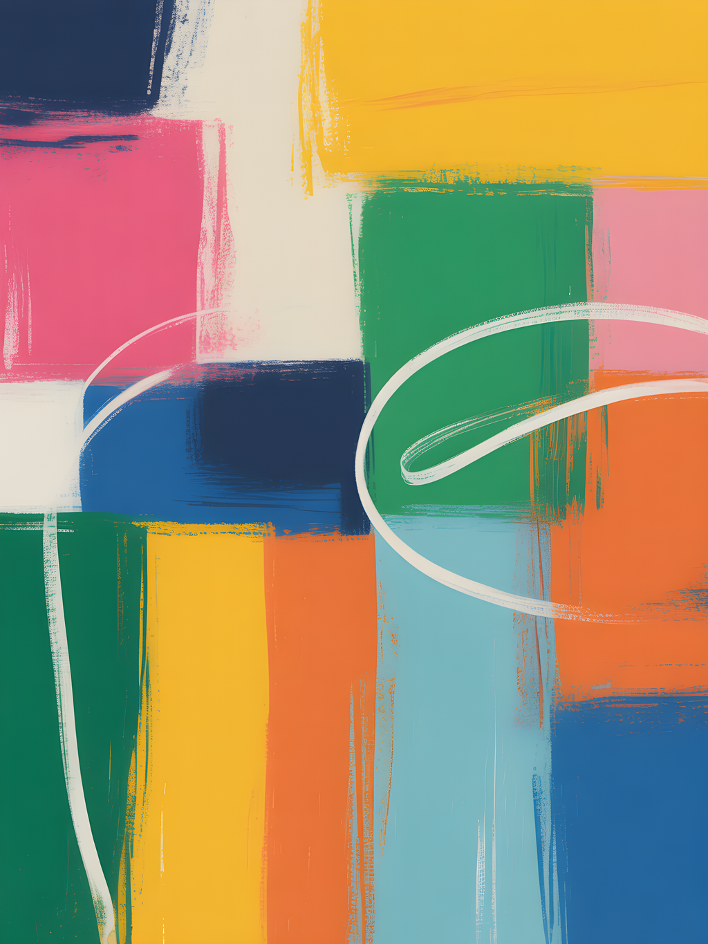Colorful Abstract Geometric Blocks Modern Wall Art