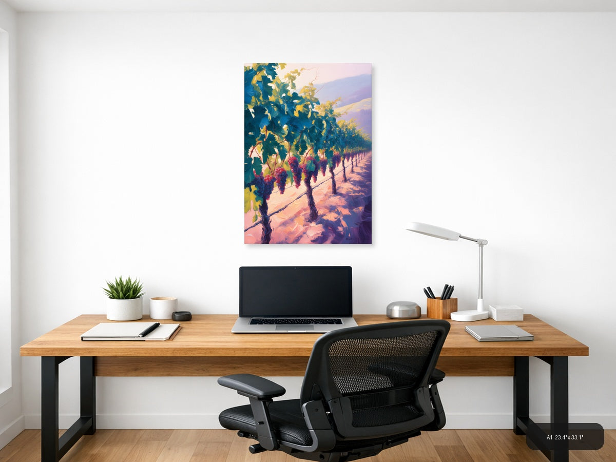 Vineyard Sunset Abstract Landscape Wall Art — A1 / Office