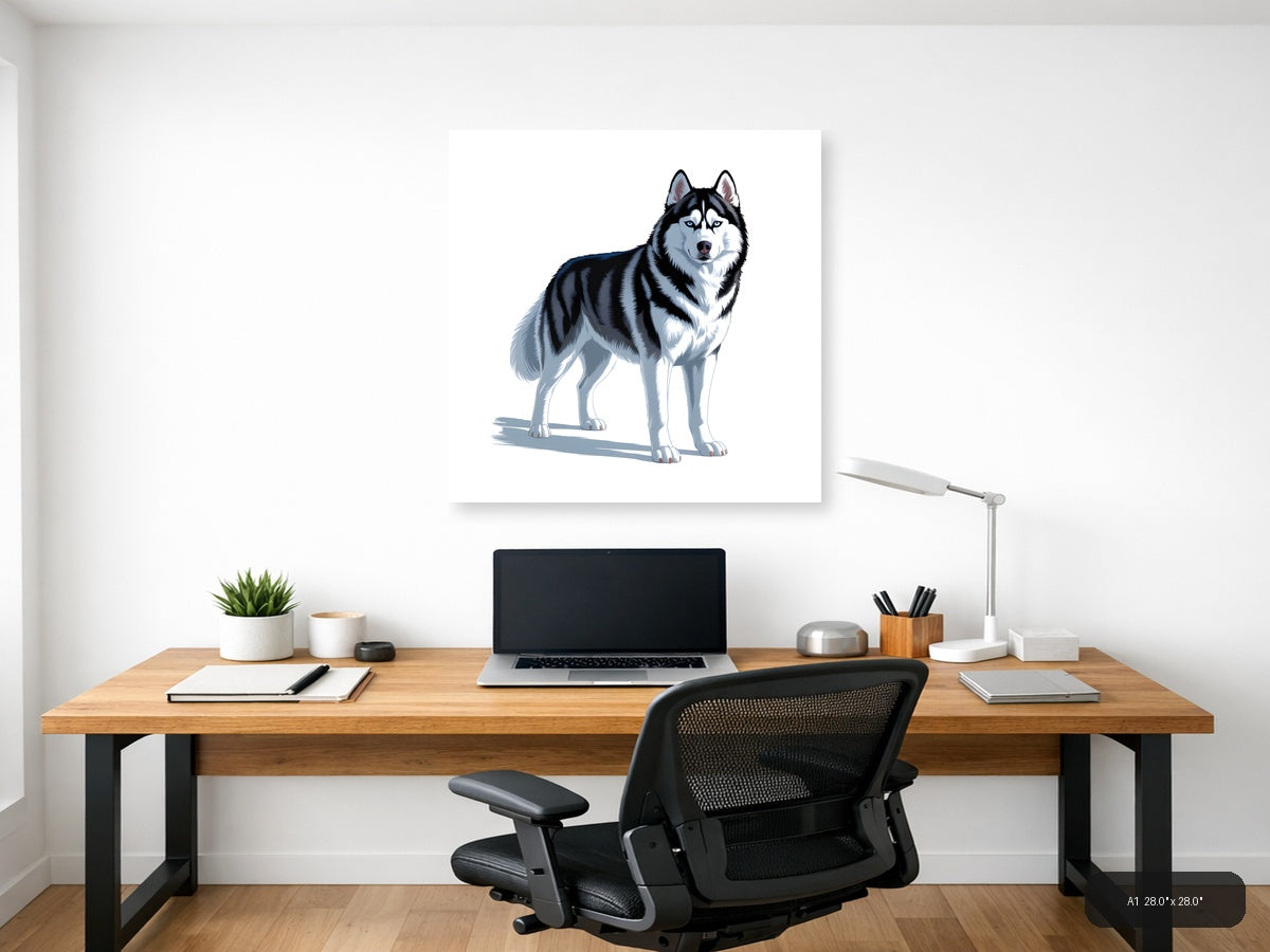 Husky Portrait with Blue Eyes - Minimalist Wall Art — A1 / Office