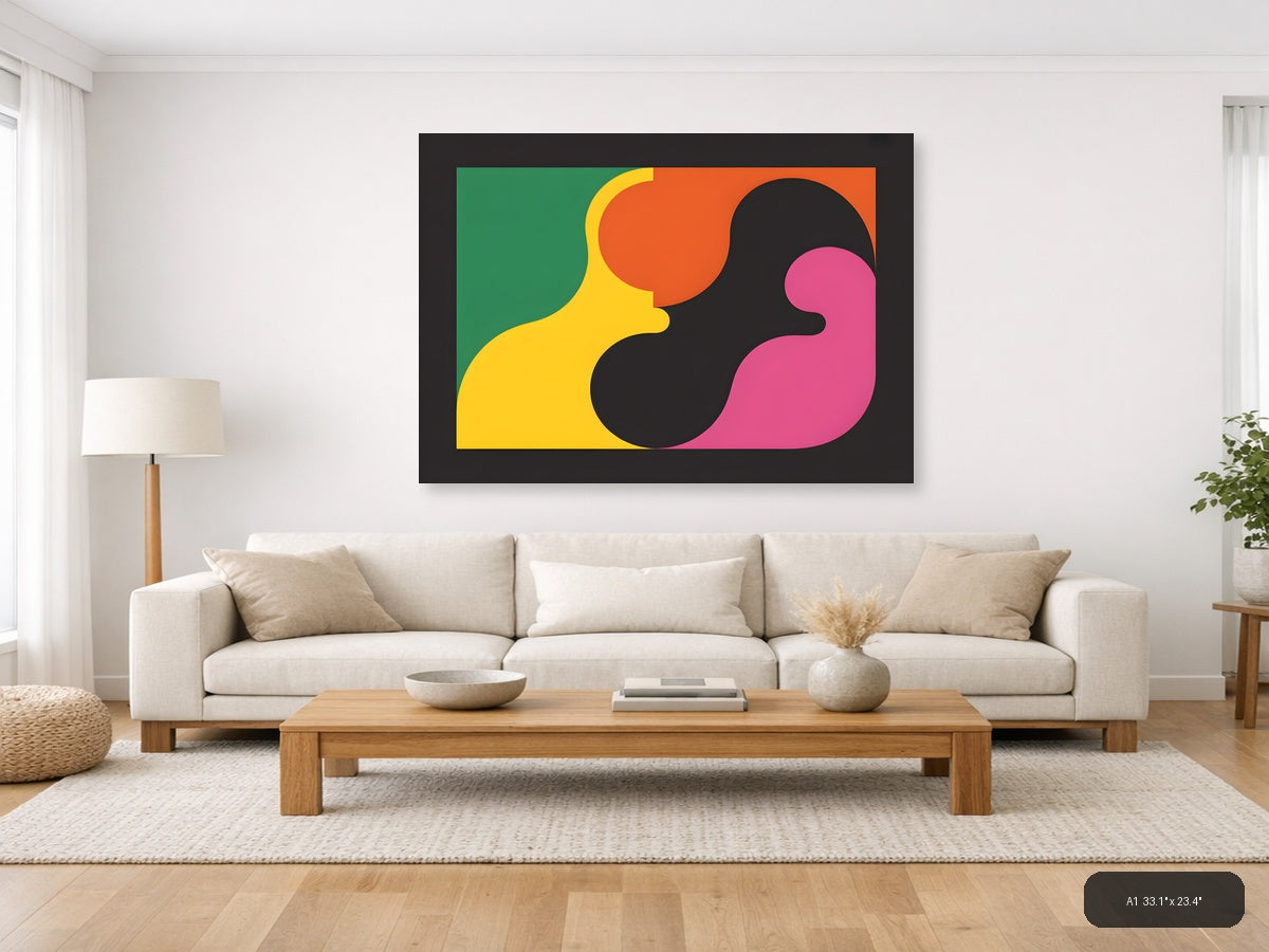 Abstract Geometric Faces Colorful Modern Wall Art — A1 / Living Room