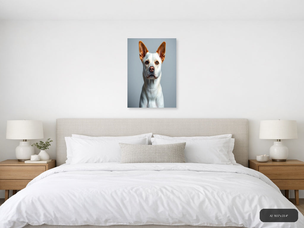 White & Brown Chihuahua Portrait Photography Wall Art — A2 / Bedroom