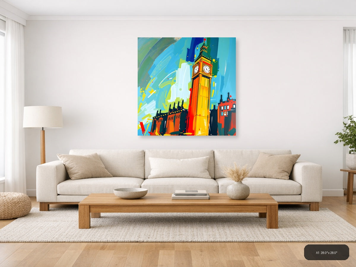 Big Ben Clock Tower Abstract Colorful Wall Art — A1 / Living Room