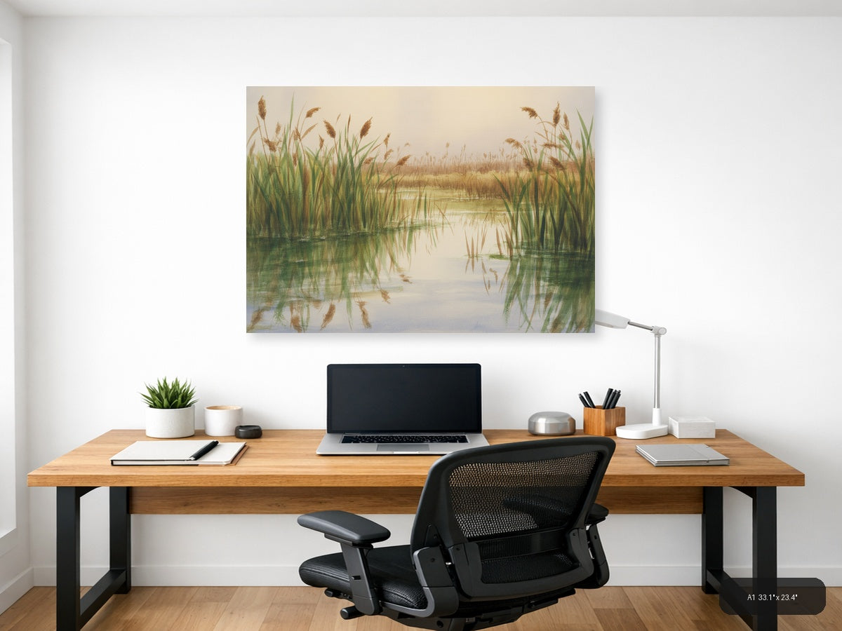 Wetland — Watercolor (Landscape) Canvas Print | Watercolor Wall Art | A4 A3 A2 A1 — A1 / Office