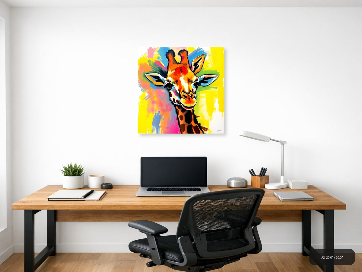 Colorful Abstract Giraffe Pop Art Wall Art — A2 / Office