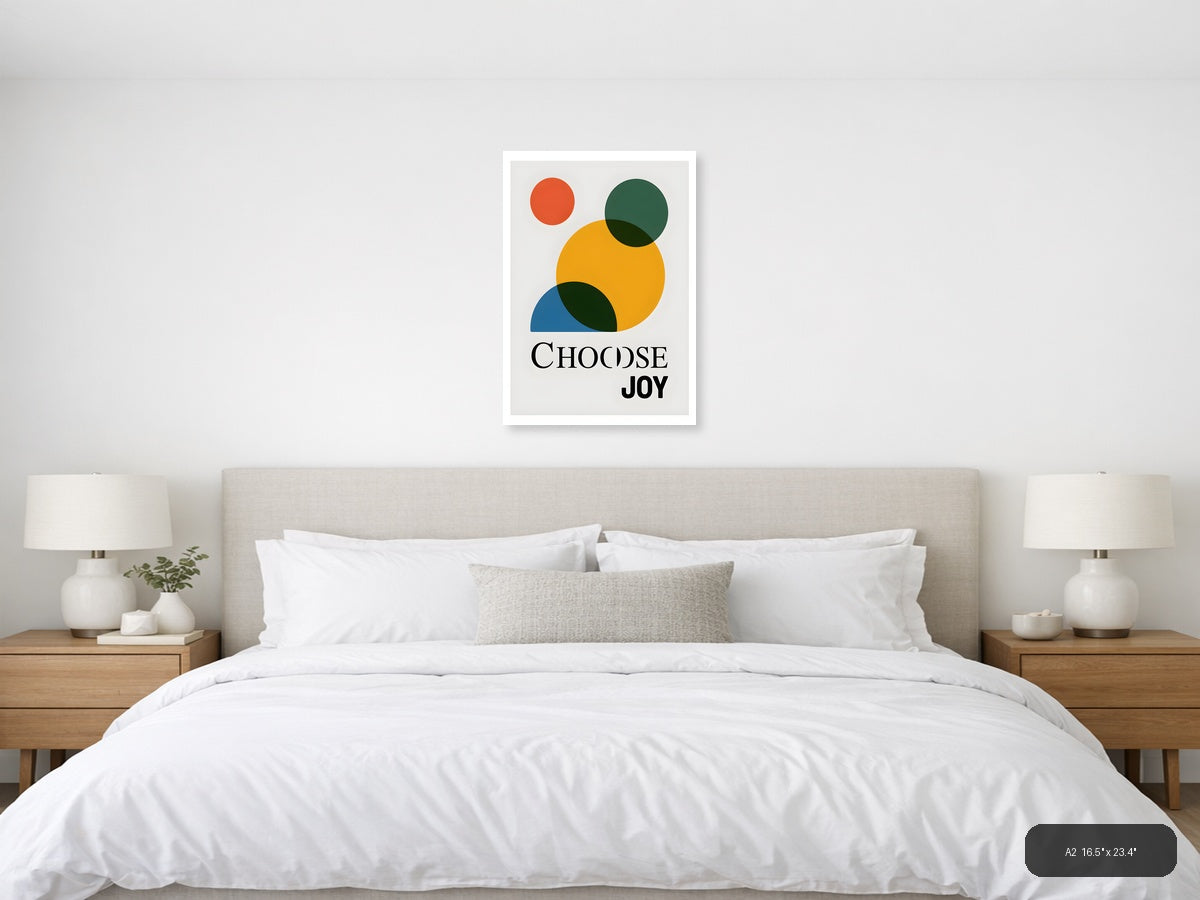 Choose Joy Minimalist Geometric Circles Wall Art — A2 / Bedroom