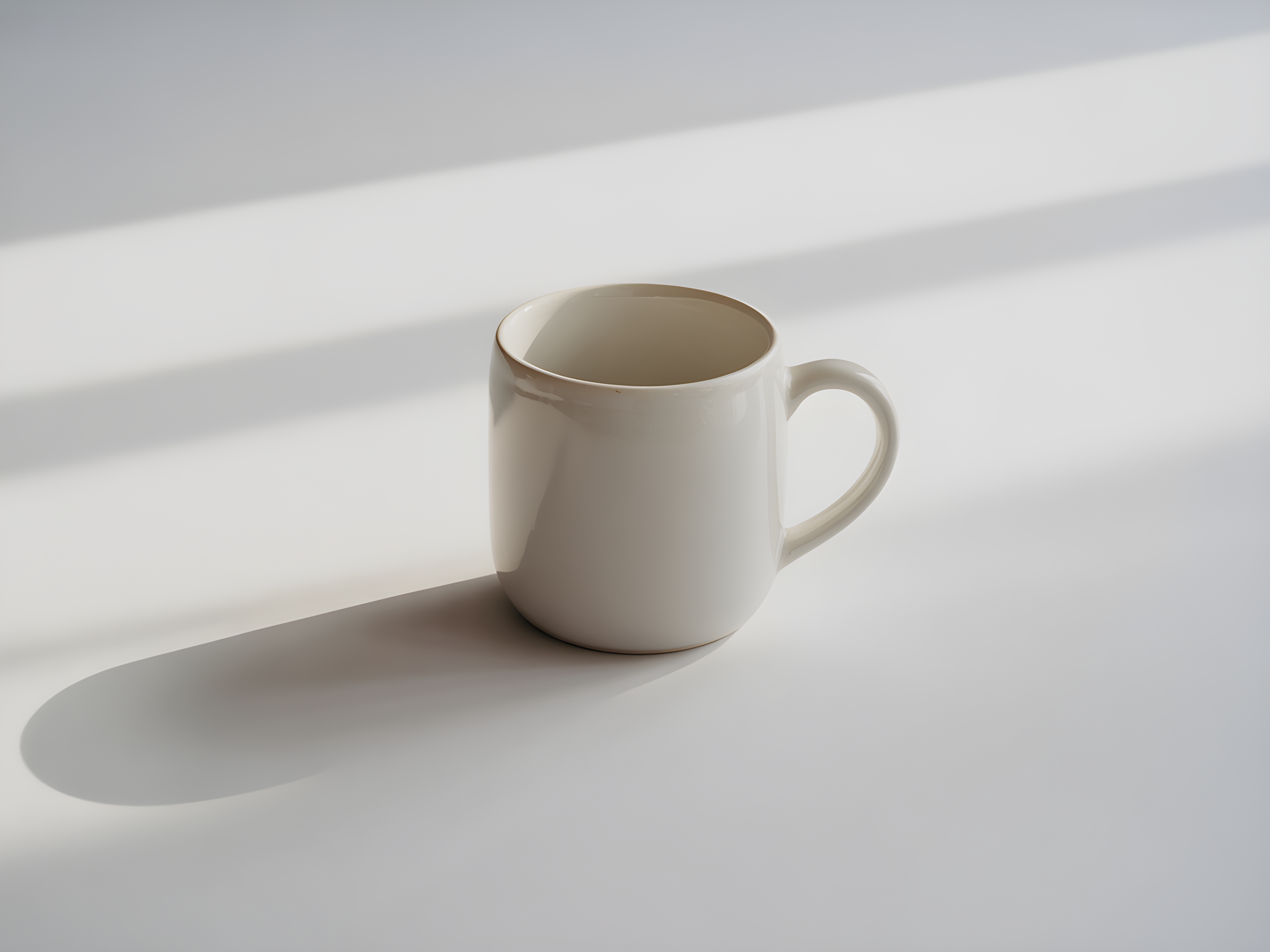 Minimalist White Mug Shadow Study Wall Art