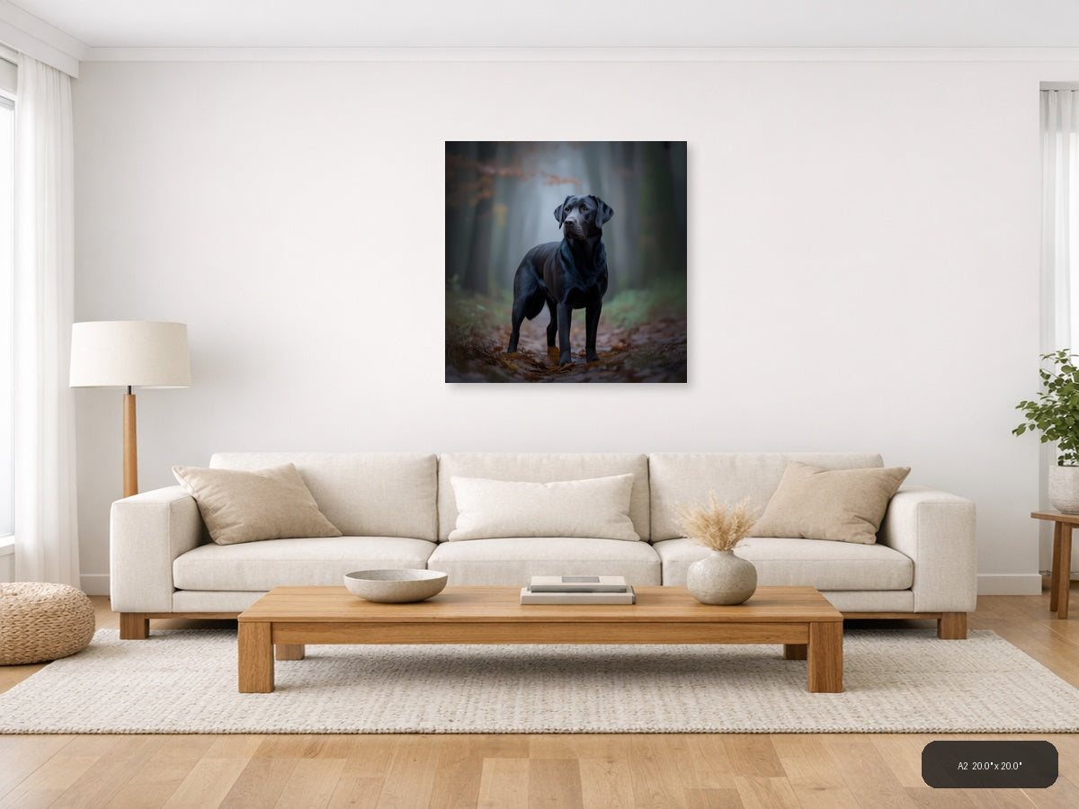 Black Labrador in Forest - Dog Photography Wall Art — A2 / Living Room