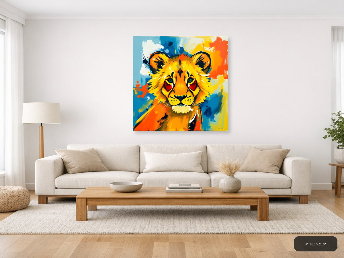 Colorful Abstract Lion Head Pop Art Wall Art — A1 / Living Room