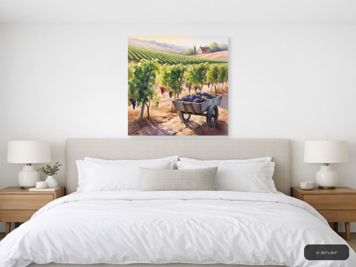Vineyard Harvest Watercolor Wall Art — A1 / Bedroom