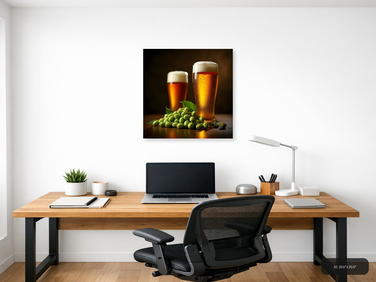 Beer and Hops Still Life Photography Wall Art — A2 / Office