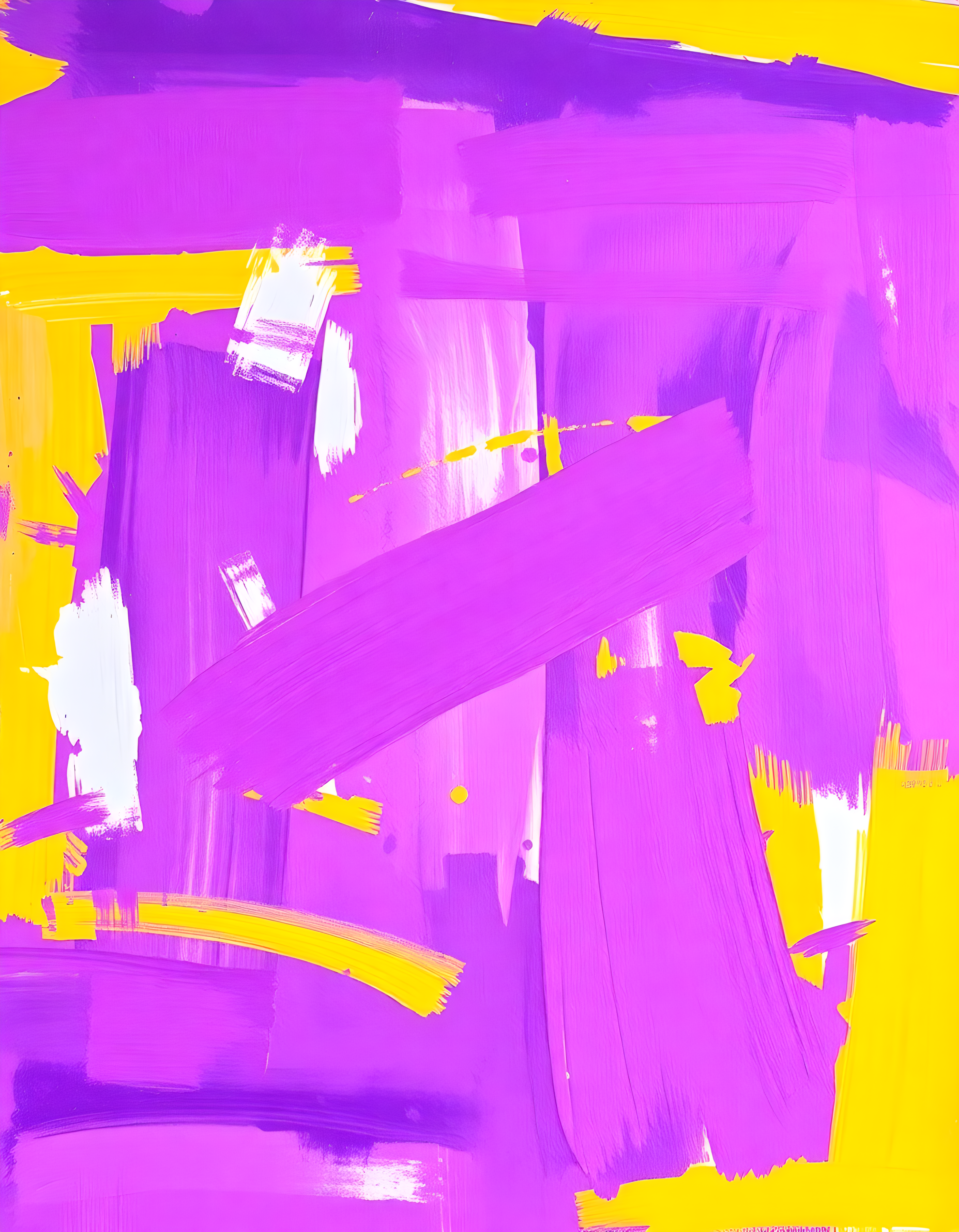 Vibrant Magenta & Yellow Abstract Paint Strokes Wall Art