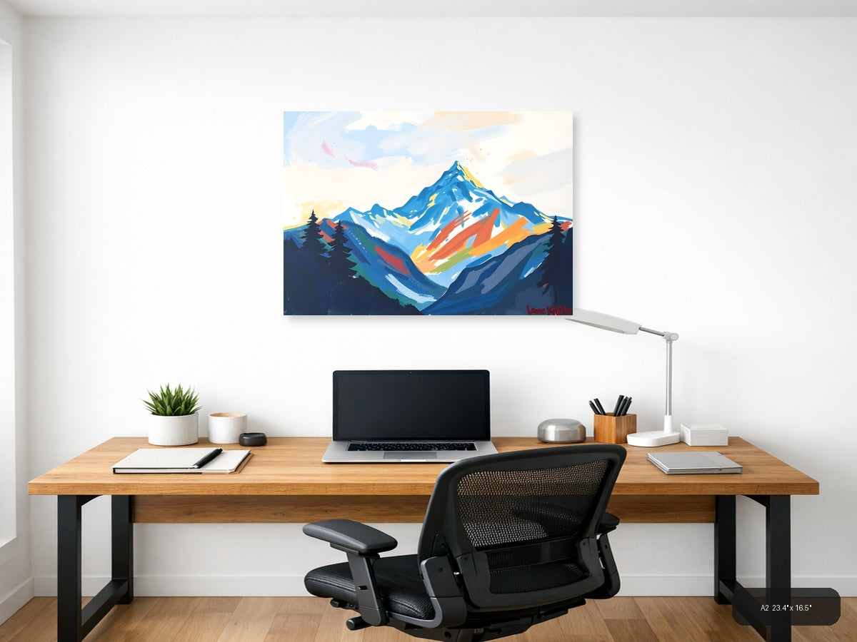Abstract Mountain Peak with Colorful Valleys Wall Art — A2 / Office