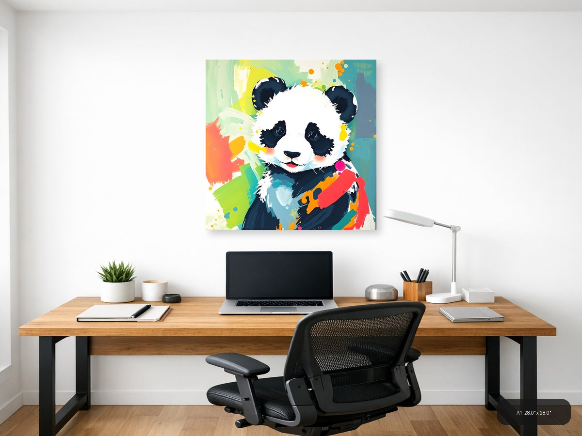 Playful Panda Abstract Colorful Pop Art Wall Art — A1 / Office