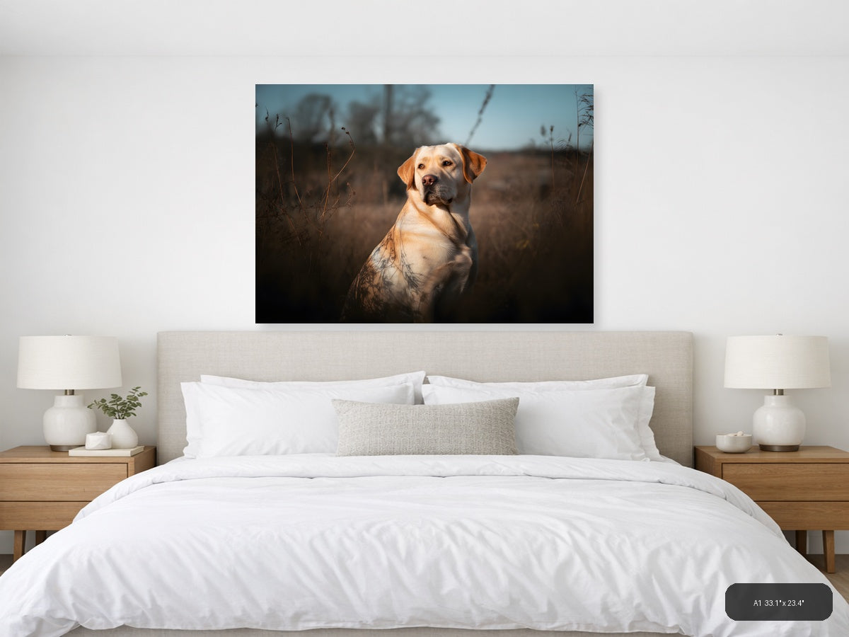 Golden Labrador in Field at Sunset - Photography Wall Art — A1 / Bedroom