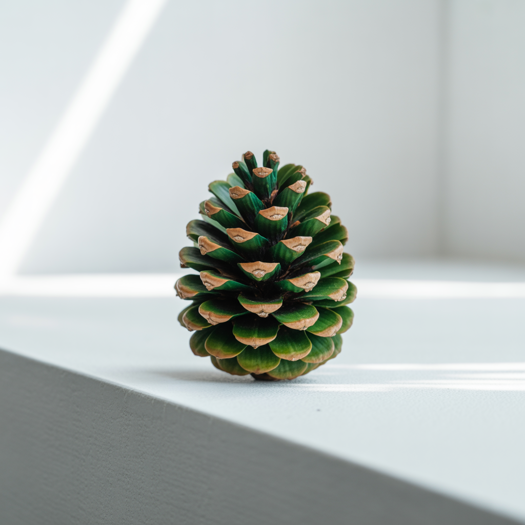 Green Pinecone Minimalist Still Life Wall Art