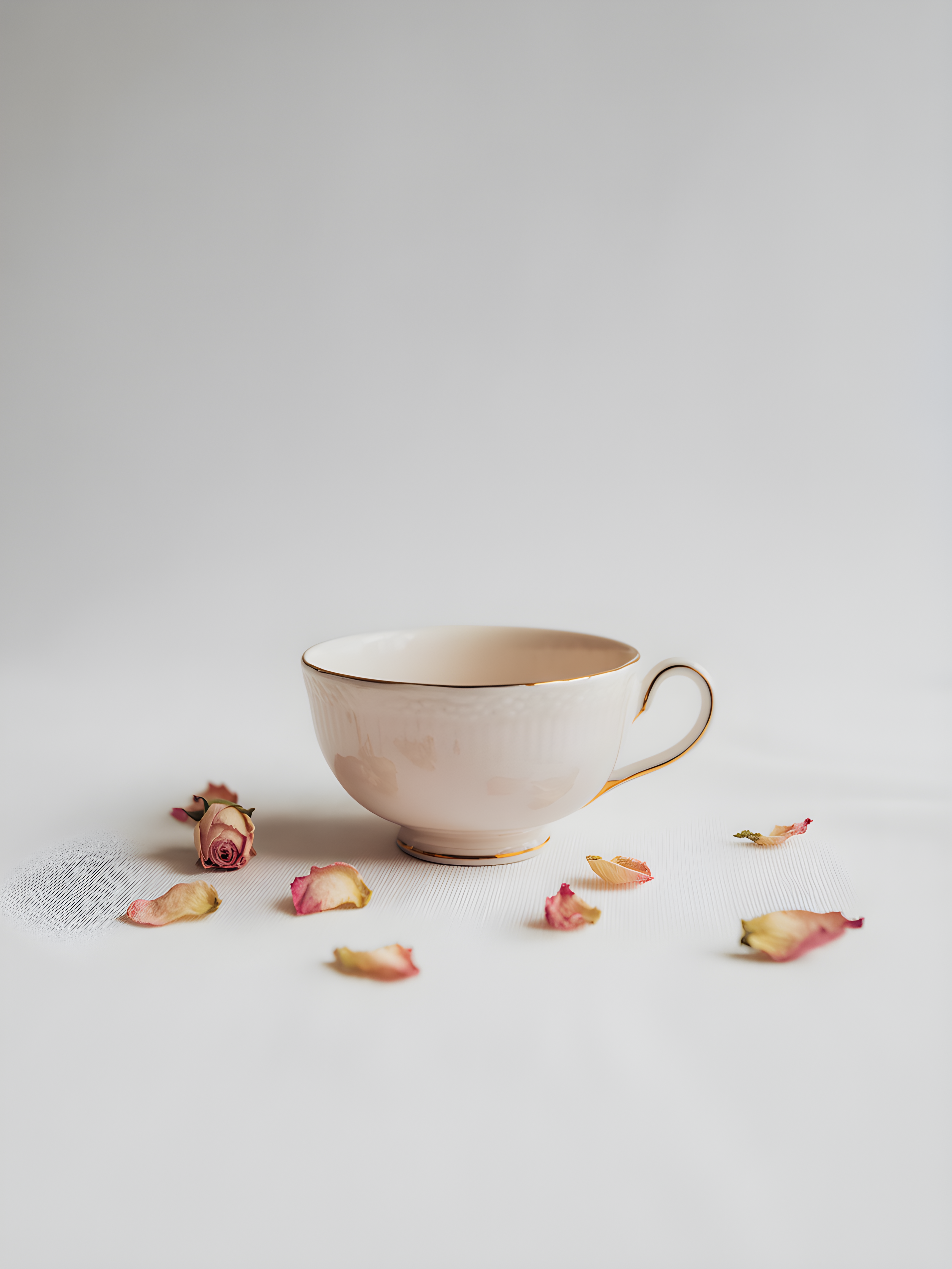 Minimalist Teacup and Rose Petals Wall Art