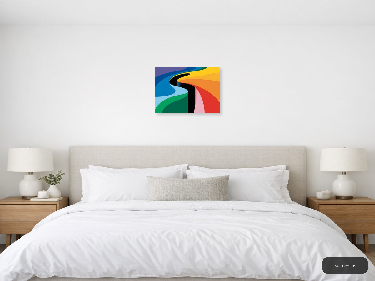 Colorful Abstract Waves Modern Photography Wall Art — A4 / Bedroom