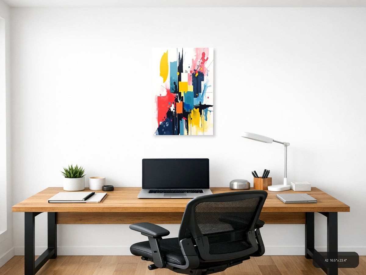 Abstract Silhouette Cityscape Splatter Wall Art — A2 / Office