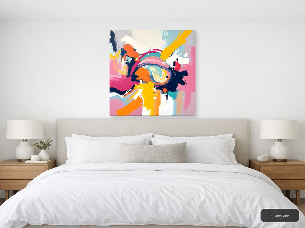 Vibrant Abstract Circle Burst Colorful Wall Art — A1 / Bedroom
