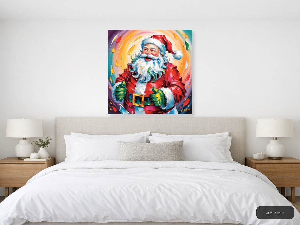 Colorful Abstract Santa Portrait Wall Art — A1 / Bedroom