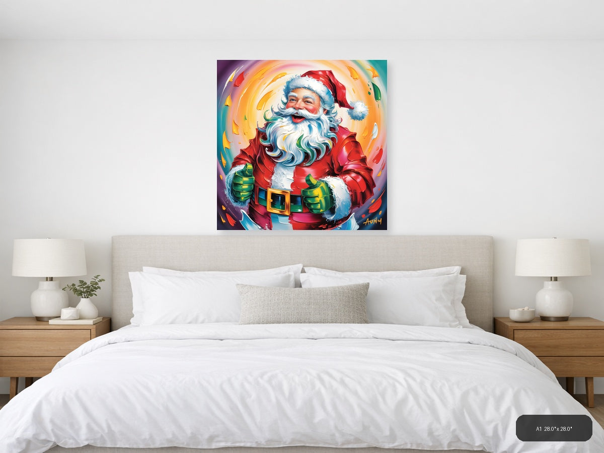 Colorful Abstract Santa Portrait Wall Art — A1 / Bedroom