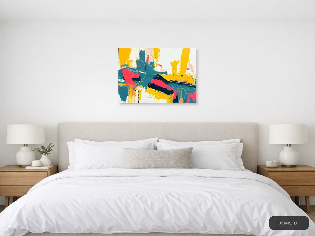 Vibrant Abstract Expressionist Landscape Wall Art — A3 / Bedroom