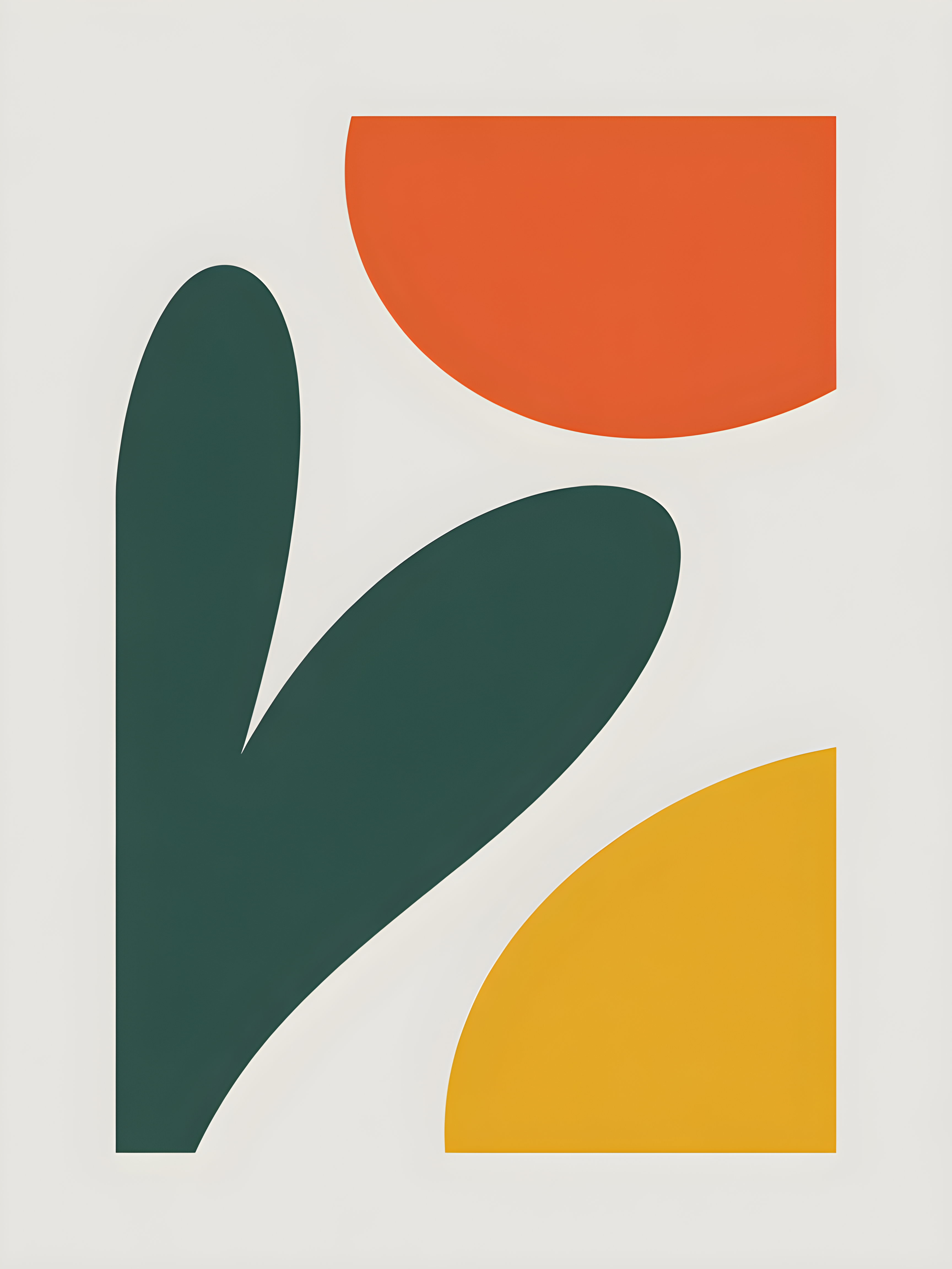 Minimalist Abstract Shapes in Teal, Orange & Yellow Wall Art