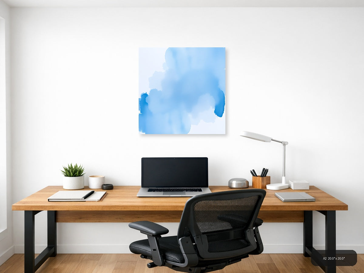Abstract Blue Watercolor Cloud Formation Wall Art — A2 / Office