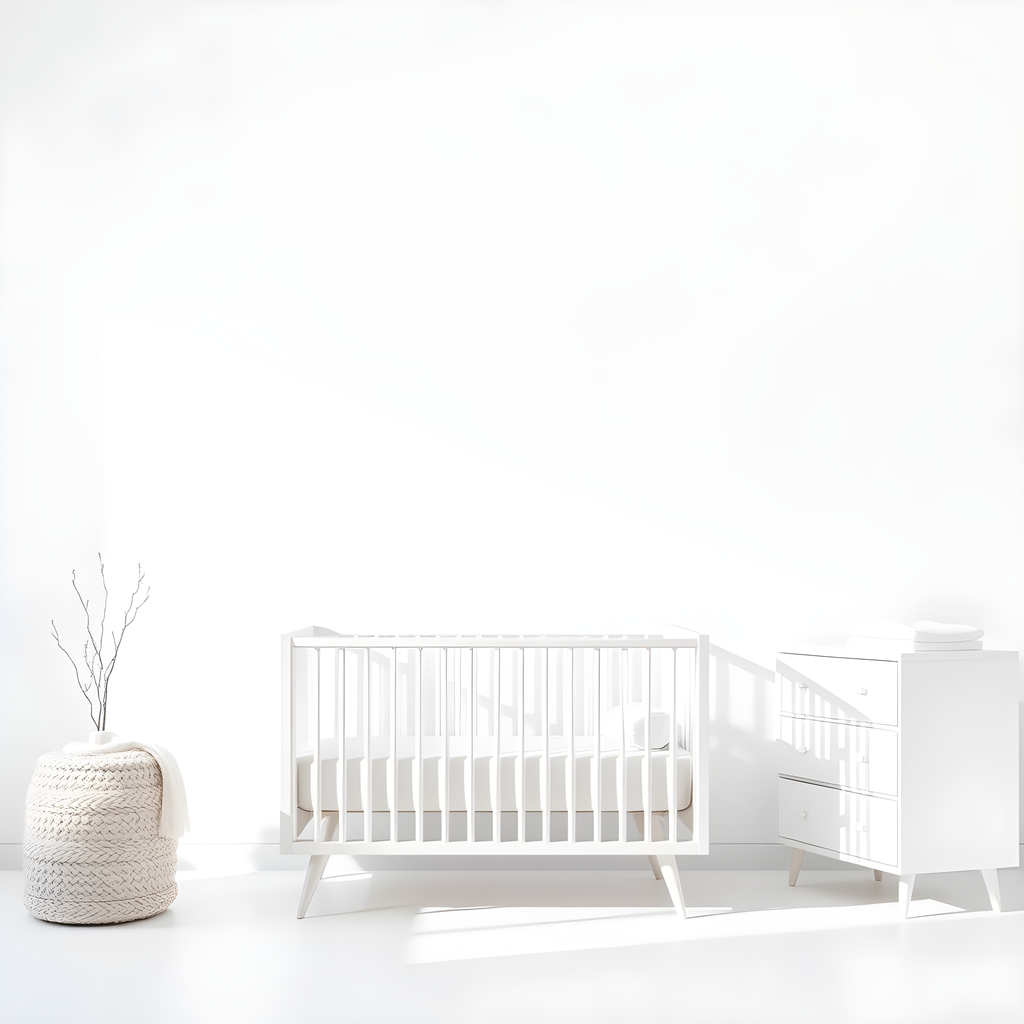Minimalist Nursery Room Interior White Wall Art