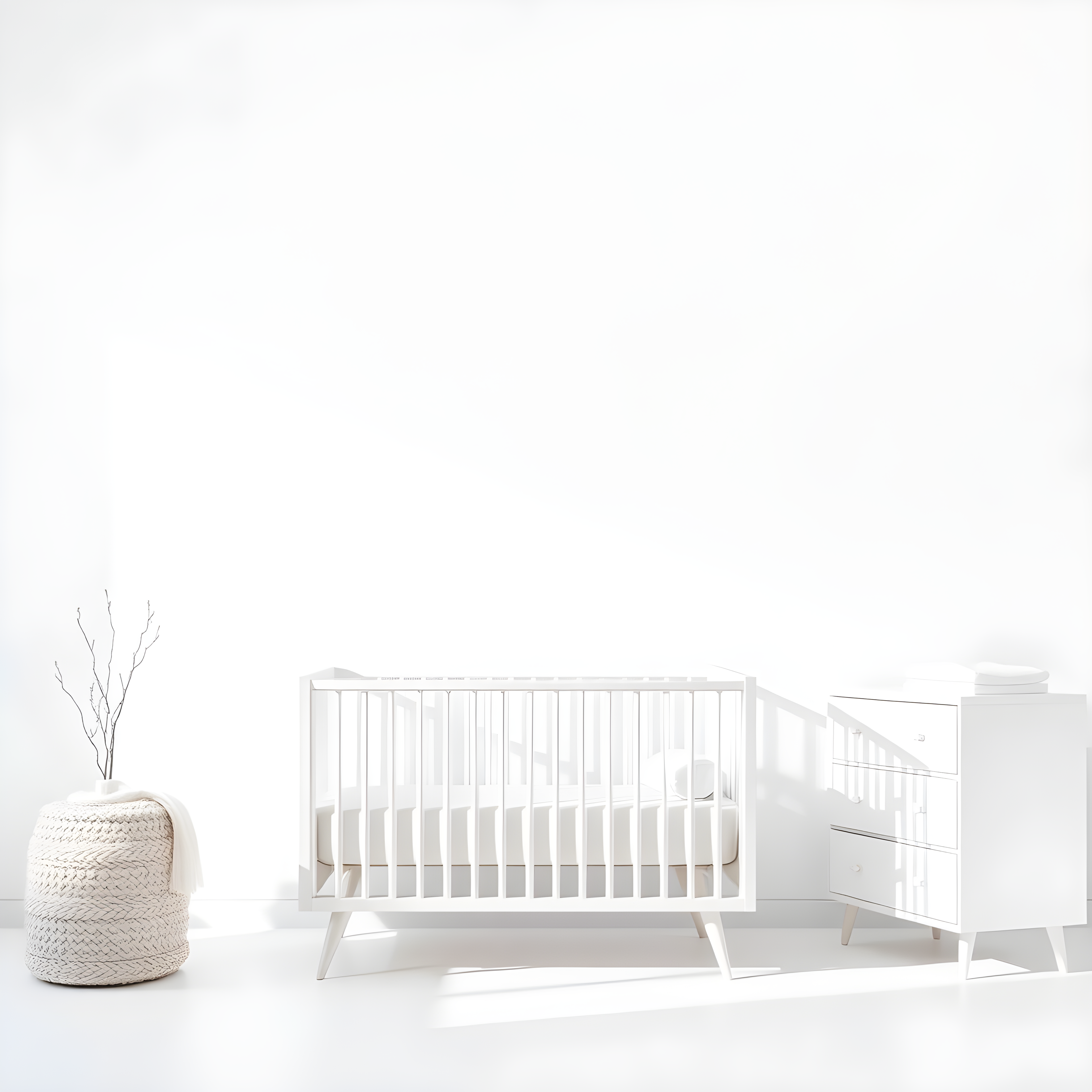 Minimalist Nursery Room Interior White Wall Art