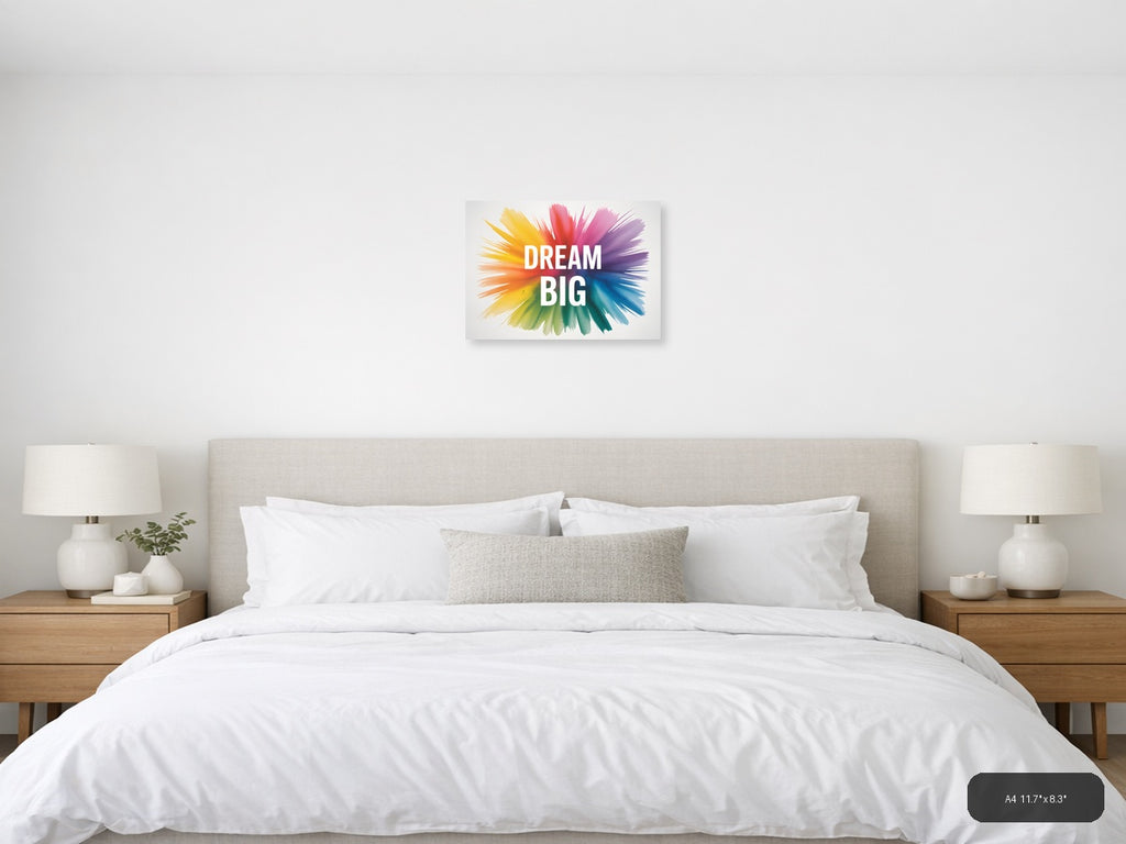 Dream Big Watercolor Burst Motivational Wall Art — A4 / Bedroom