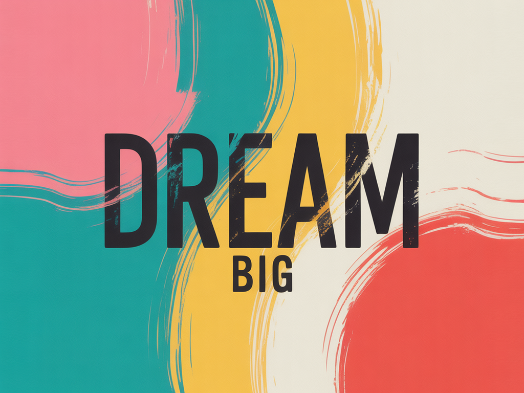 Dream Big Abstract Colorful Brushstroke Wall Art