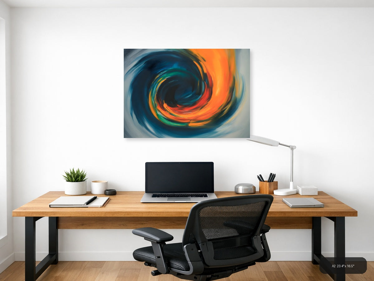 Vibrant Abstract Spiral Motion Modern Wall Art — A2 / Office